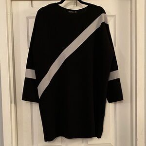 Boohoo Black Dress with Gray Stripe